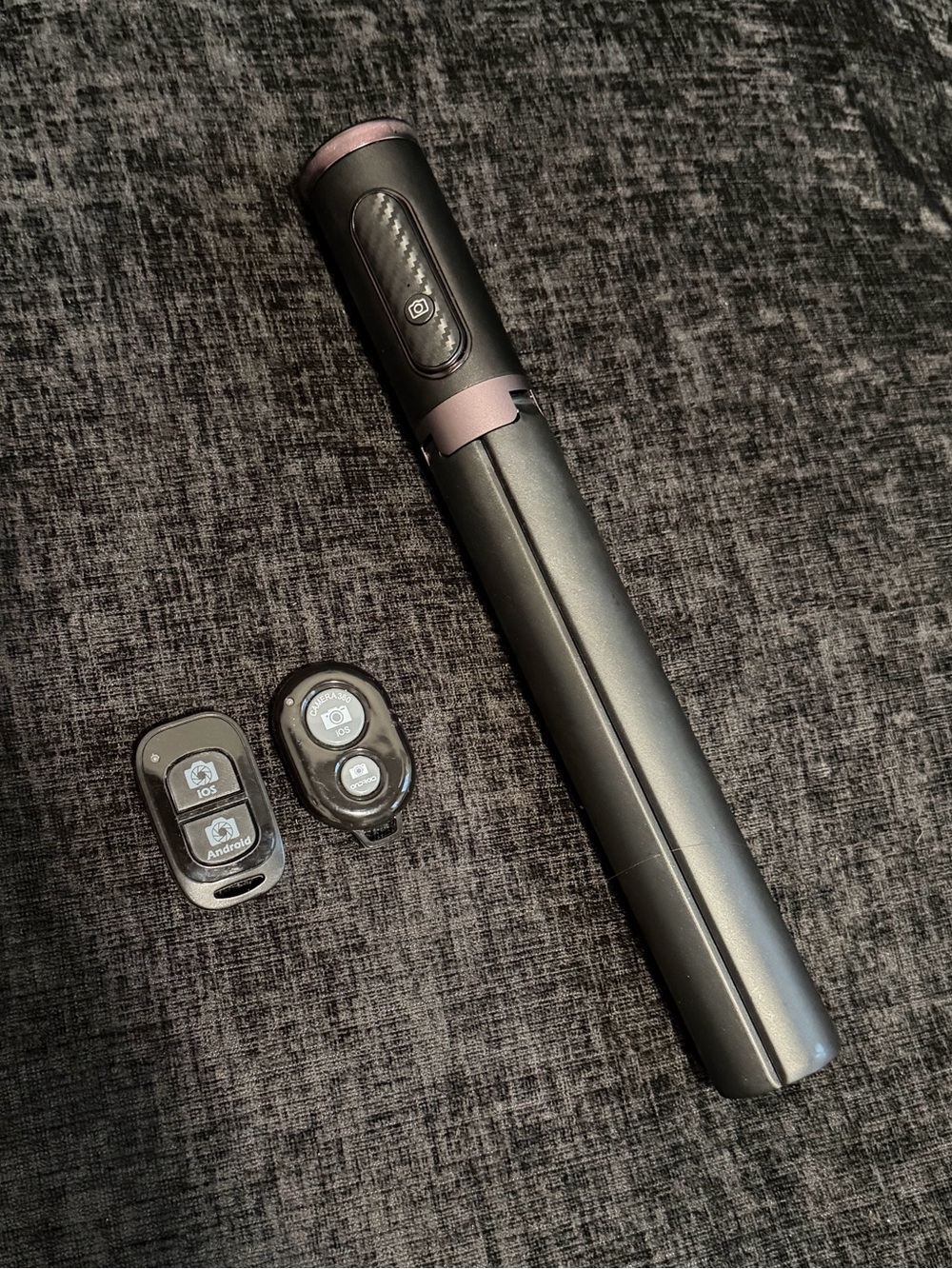 Selfie stick tripod and remotes